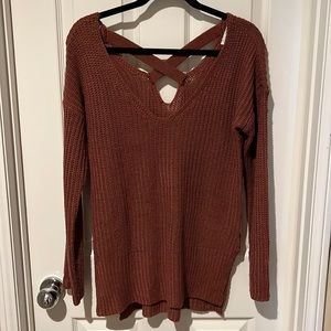 Cross back knit sweater